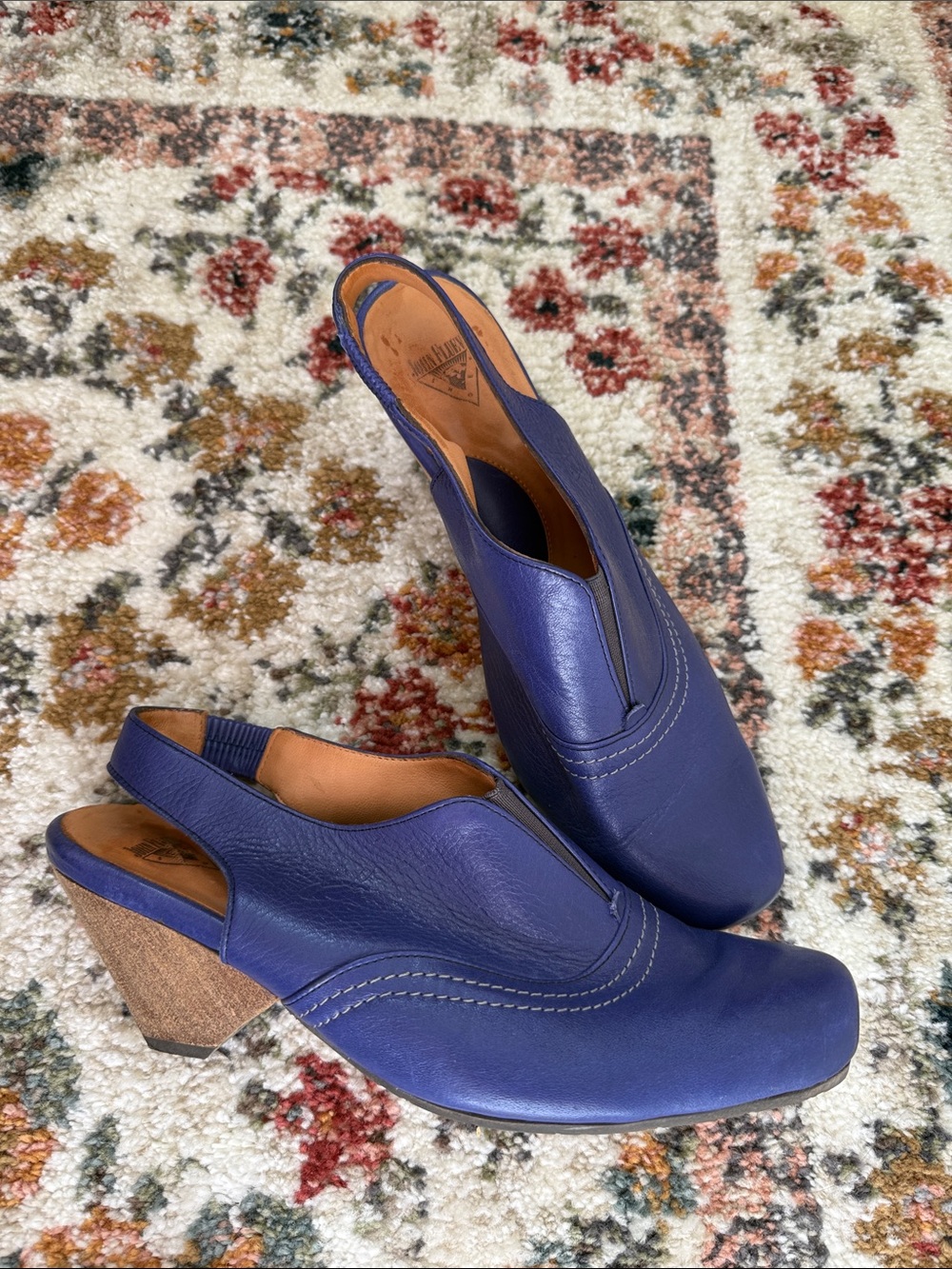 Vintage John Fluevog Getups Cobalt Women’s Slingback Block Heel Shoes in Blue